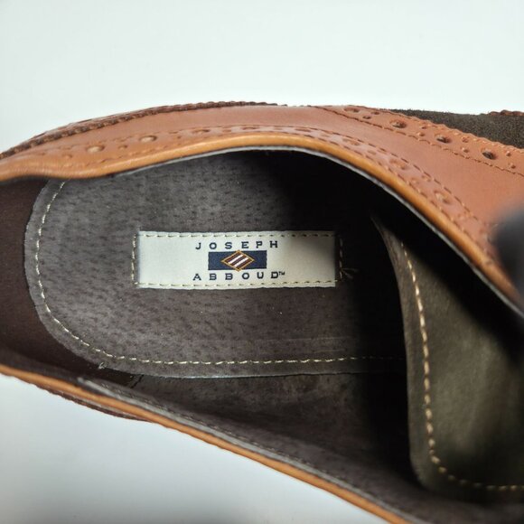 NEW Joseph Abboud Mason Mens 8.5 D Leather Wingtip Dress Shoes Cognac & Loden main image 6